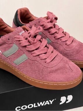 Coolway Rose-Pink Lace-Textured Sneakers with Gum Sole